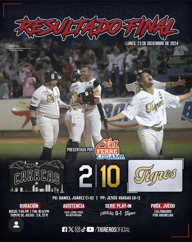 tigrerosoficial's tweet image. 🔥 ¡VICTORIA en Maracay! 🔥 #Tigres dio LA ESTOCADA final para sellar su pase al #RoundRobin de esta temporada 2024-2025 🔥👏

Presentado por #Ferrelugama ⚒🧰🏗 Pide tu cotización Online a través del 📲 04243328719 para la mejor asesoría.

Y ahora aceptamos @somoscashea
