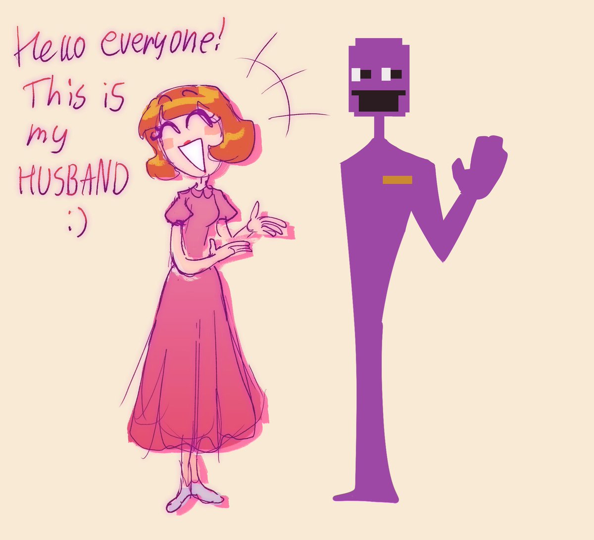 "He's a little shy, so be kind!"
- Mrs. Afton 
#FNAF #Aftons #mrsafton #purpleguy