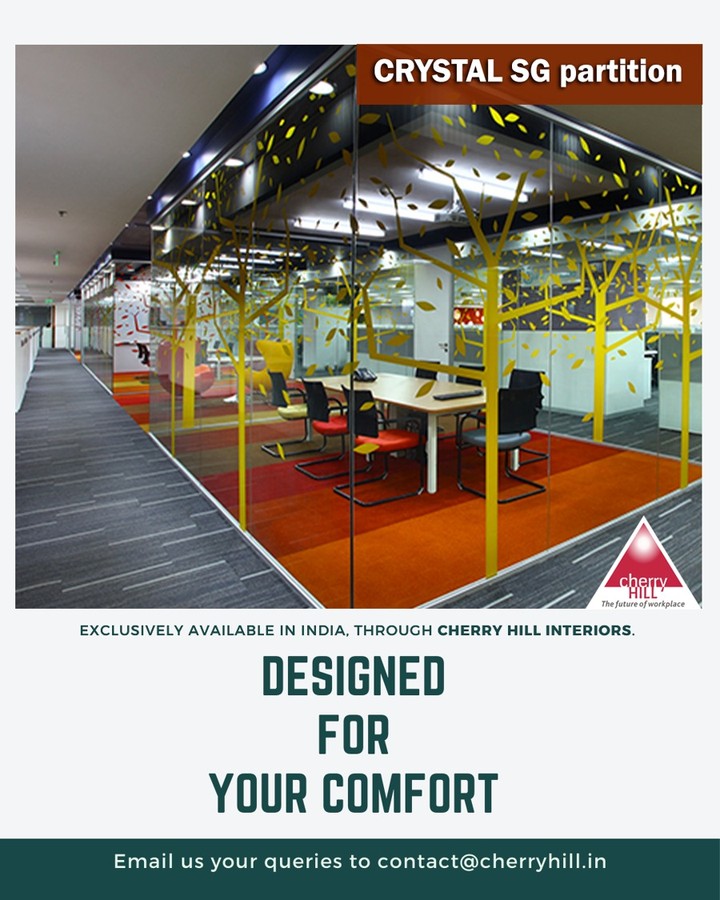 CherryHillDelhi's tweet image. The CRYSTAL SG partition is a combination of glass and glass support without internal structure. The profiles are minimized to protect the clarity and transparency of the partition. The system is designed to be fully demountable and relocatable.

#ComfortSpaces #furnishedSpace