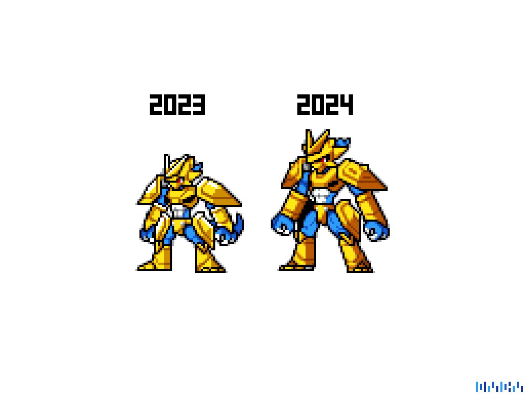 Haka_Nemo's tweet photo. Magnamon pixelart.
#Digimon     #pixelart 
#デジモン    #ドット絵 https://t.co/yq3i1gEwmP