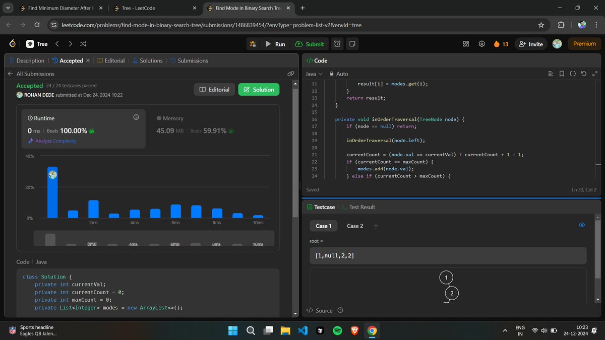 Rohandede18's tweet image. &quot;Day 16 of  #30DayCodingChallenge grind! 🌄🖥️ Solved a tree problem on LeetCode to start my morning fresh. Growth in code = growth in mind! @100xDevs @LeetCode @striver_79 @sashcodes  #LeetCode #MorningVibes #Java #DevLife&quot;