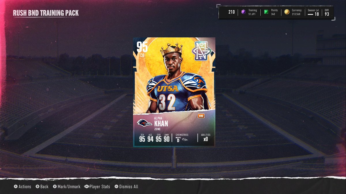 WFPKGames's tweet photo. I have changed my #CollegeFootball25 #CUT25 team name to INSANE BND Luck and this is why, and these are only the cream of the crop. I got an army of 92-94 OVRs out of the RUSH TRAINING BND Pack for 18k. Just keep spinning it. It’s the best deal for training I ever seen. https://t.co/uGc9OIGTiH