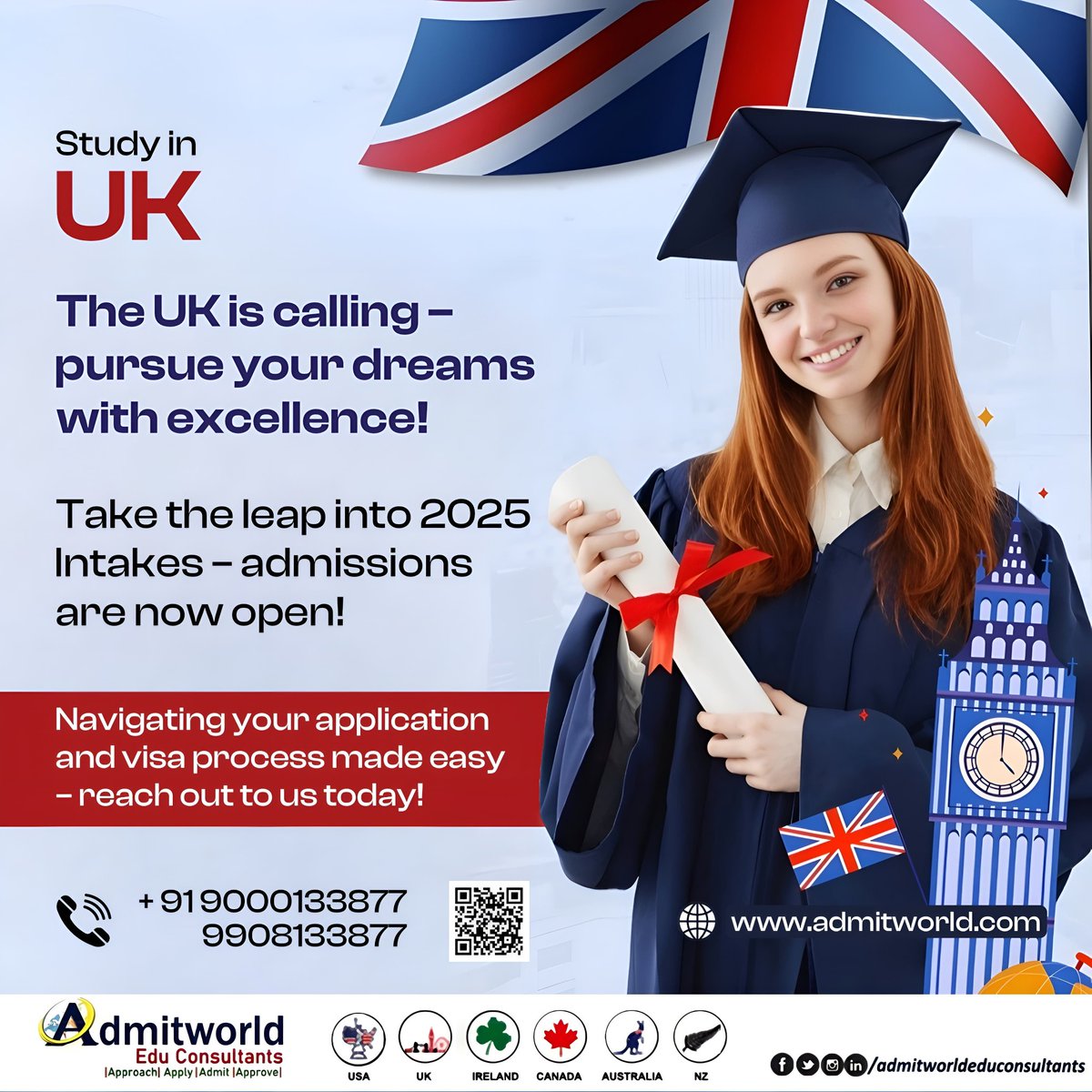 admitworld's tweet photo. Study in UK

"Ready for a smooth application and visa experience? Get in touch with us today!"
9000133877/9908133877

#studyinuk #ukeducation #ukuniversities #admitworldeduconsultants
#studyabroad
#abroadeducation #ukvisa #opportunity #careeradvice #Hyderabad https://t.co/t2laL08IZf