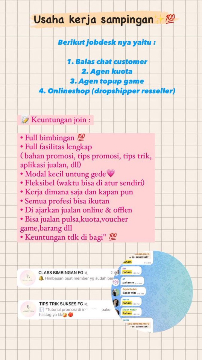claetter's tweet photo. @ccyacccccc Hi kak, aku ada tawaran freelance nih, kerjaannya jualan pulsa dll. Kalo kakaknya tertarik bisa dm aku yaa https://t.co/zeX42TOH47