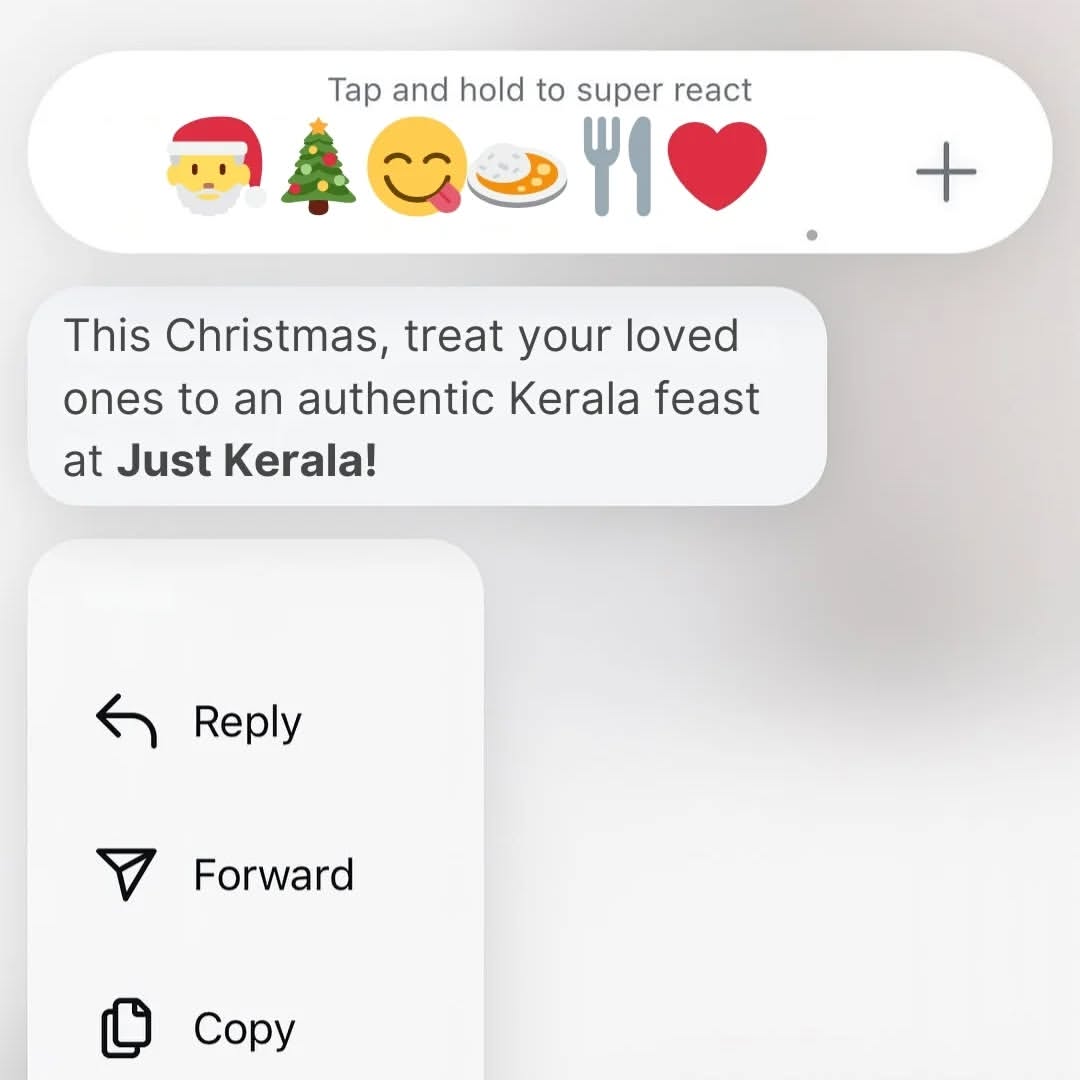 Because nothing says love like the rich flavours of Kerala—create festive memories that last forever! 🎄🍴✨

Order Now! 📞 8928987146

#JustKerela #Restaurant #Kerala #KeralaFood #DirectOrder #Mumbai #Foodie #FoodieGoals #Christmas2024 #Christmas #Christmasvibes #FestiveCheer