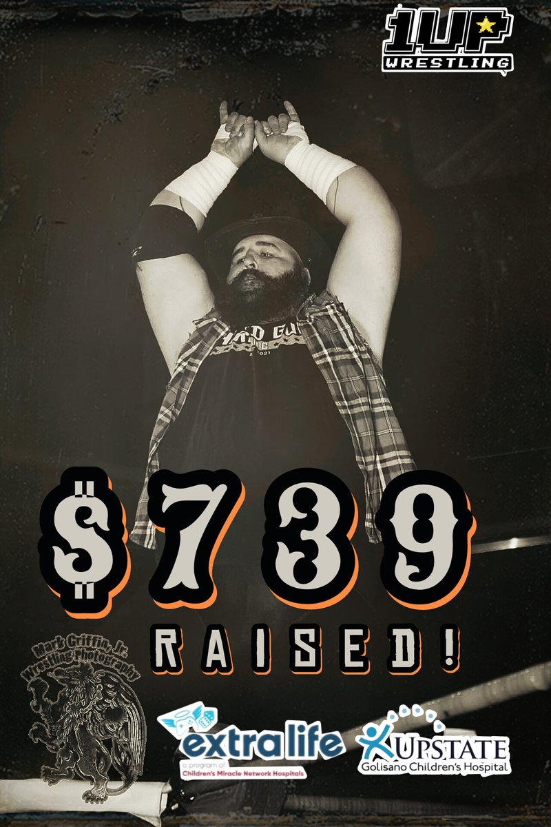 Thank you everyone who joined the Extra Life charity stream for Golisano Children's Hospital. Together we raised $739 and smashed the goal set by <a href="/1UpWrestling/">1UpWrestling</a>

There's still plenty of time left to chip in and help make a difference for a good cause.