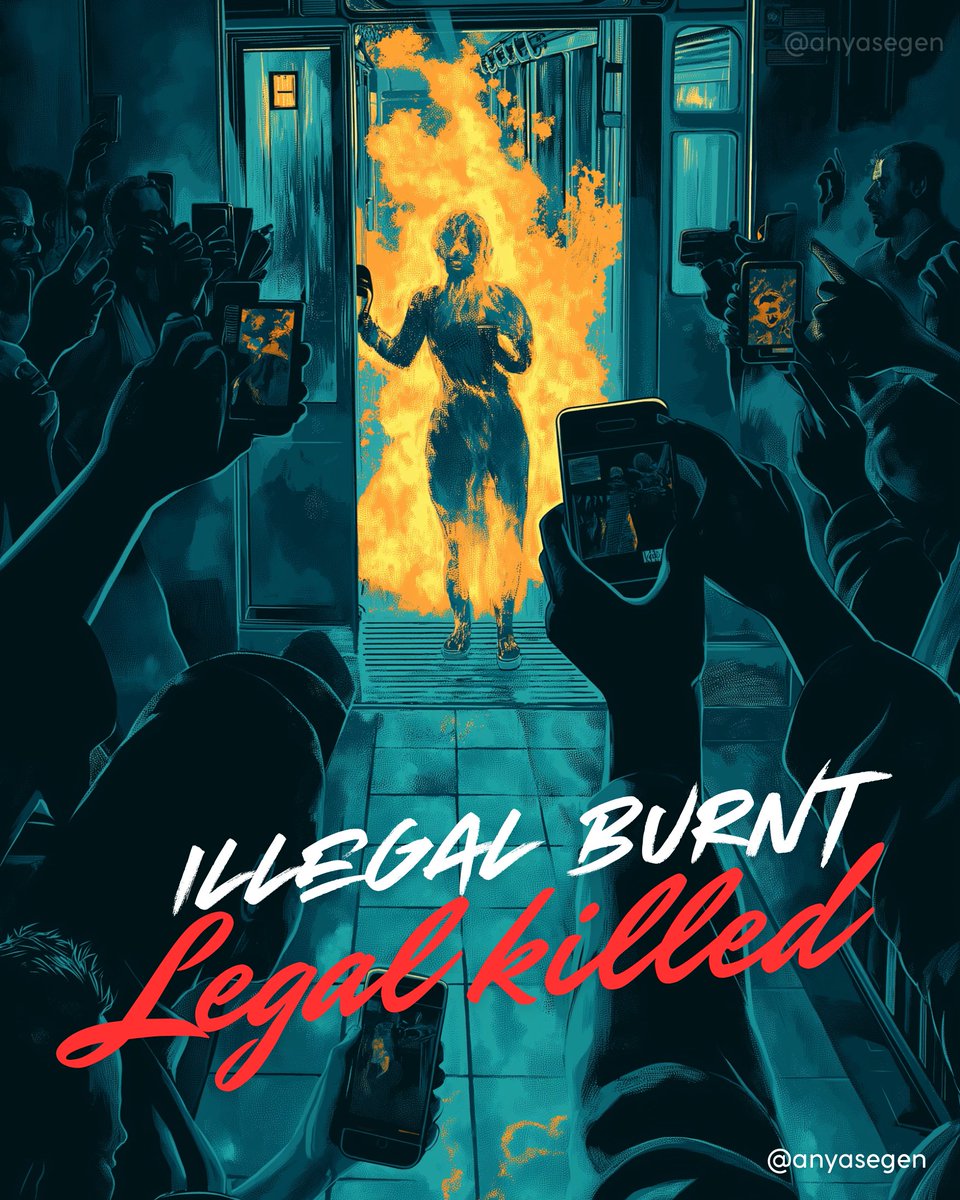 TheRealtimeView's tweet photo. Amelia Carter died in flames, ignored by all — the illegal who set her alight, the legal filming in cold indifference, and the NYPD's casual stroll through hell. 
Shame on Newyorkers!
#NewYorkMetro #newyorksubway #NewyorkSubwayFire https://t.co/g8hFMK5cDq