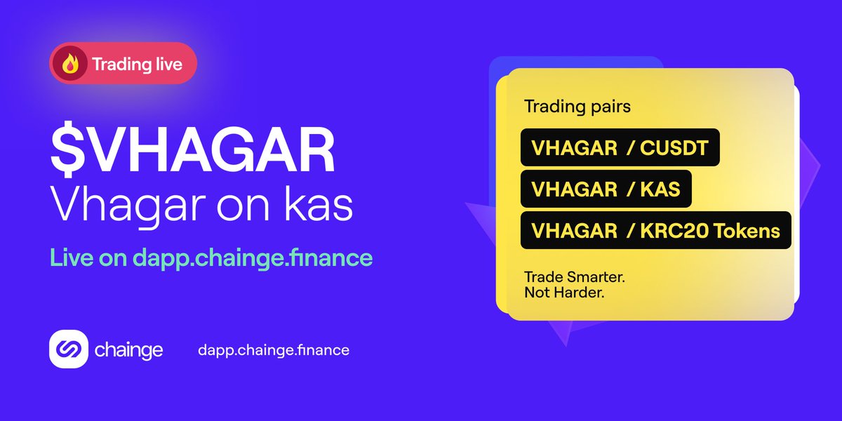 FinanceChainge's tweet photo. Thrilled to announce a new #KRC20 token is available for trading on https://t.co/YK6nkGW0l2!

You can now buy &amp; sell $VHAGAR with $KAS, $CUSDT or ANY listed KRC20 token

Check out the waiting list at https://t.co/DqP6GMDCcP and add liquidity to support KRC20 token listings! https://t.co/IhdR5TAmrU