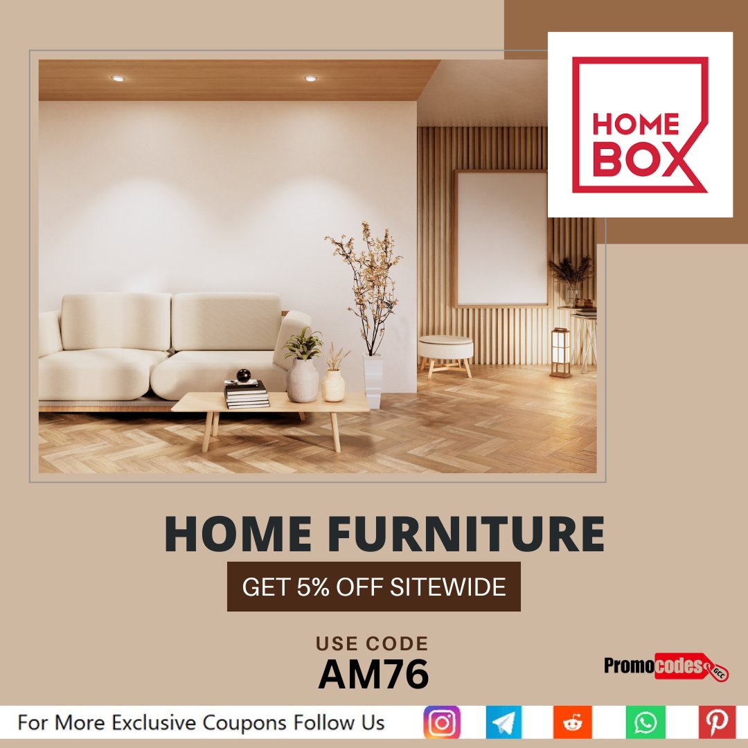 promocodesgcc's tweet image. 🎉 Transform Your Space with Home Box! 🎉
🛋️ Get 5% OFF on everything!
📩 Use coupon code AM76 at checkout and enjoy amazing savings.
#homebox #homedecor #furnituredesign #couponcode #uaeshopping #ksaoffers #uae #ksa #exclusive #exclusiveoffer #postoftheday #promocodesgcc