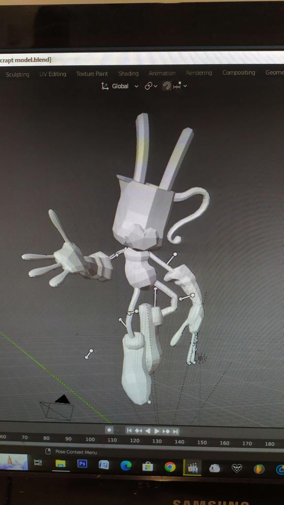 I've kept delaying showing this guy but. Say hi to Gen-Scrapt. This character would appear on a secret level happening on a sketch like dimension inhabited by concept art and scrapped ideas. Scrapt was a 3D modeled character that embodied the future generation of animation ⬇️