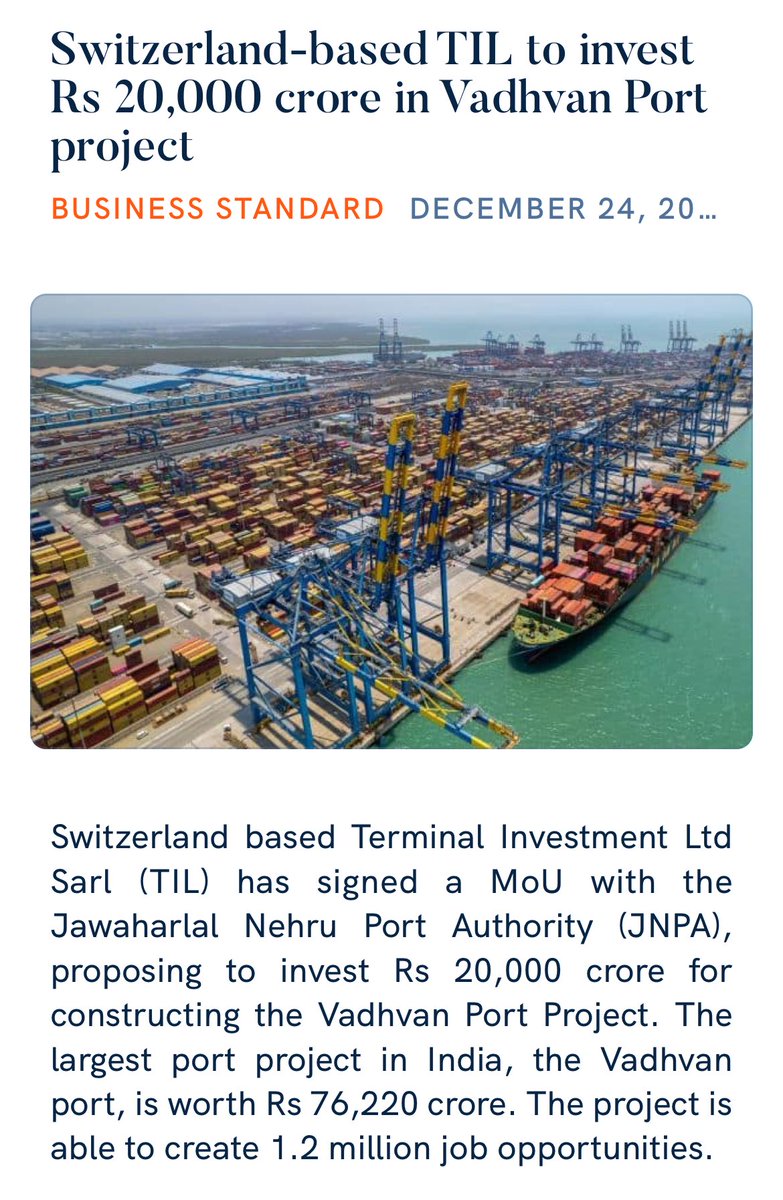 iamyash76's tweet photo. Switzerland-based TIL to invest Rs 20,000 crore in Vadhvan Port project
 https://t.co/umH9PuPfgK

via NaMo App https://t.co/zXyqoVKrwY