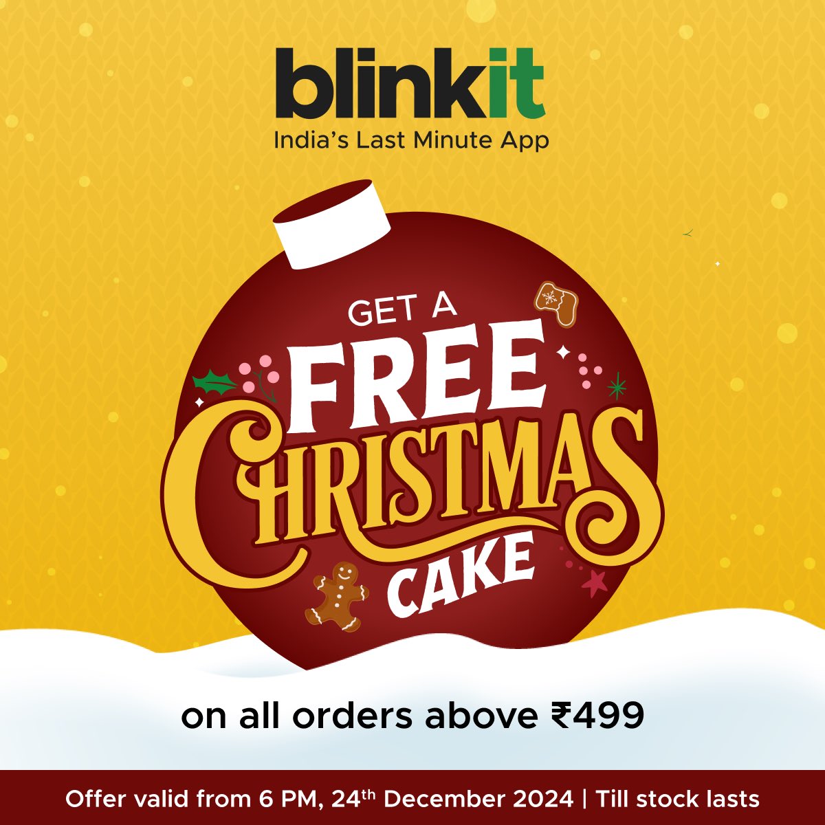 letsblinkit's tweet image. Done! Offer goes live on the app at 6 PM today.

Merry Christmas y&apos;all 🎄 🥳