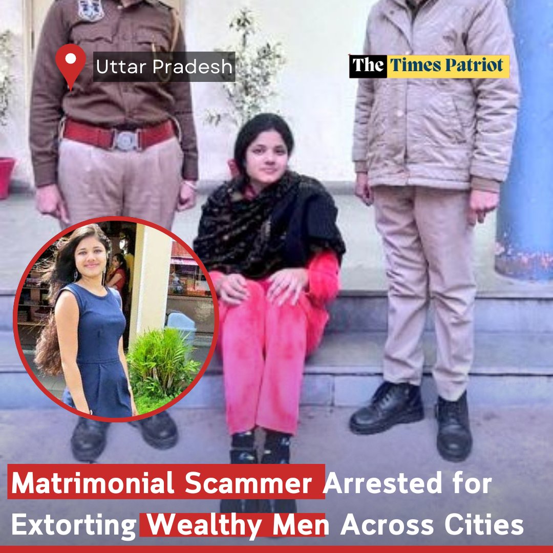 thetimespatriot's tweet photo. Matrimonial scammer Seema Agarwal, aka Nikki, arrested for extorting wealthy men! She allegedly conned an Agra businessman (₹75L), a Gurugram software engineer (₹10L), &amp; a Jaipur jeweller (₹30L) through marriage, blackmail, &amp; fleeing. #MatrimonialFraud #ScamAlert #CrimeNews https://t.co/4muuugCBUV