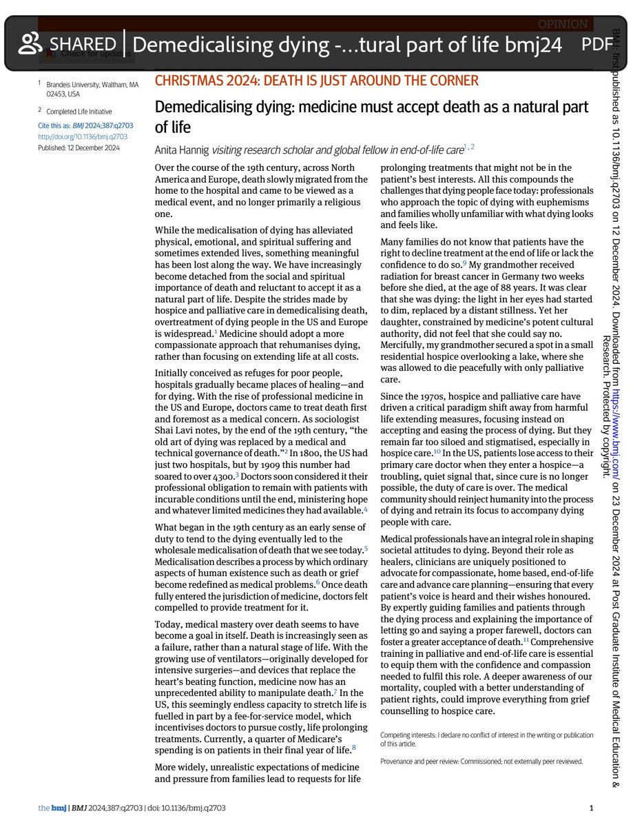 DivyaveerSSNeph's tweet photo. A moving and compassionate read this festive season : 'Demedicalising the process of Dying'
A vital matter for all of humanity... Not Doctors alone
@AnitaHannig 👌📄🙏
#Nephtwitter #NephX #NephEd #MedTwitter #MedX #Deathwish https://t.co/3SZmhiQTid