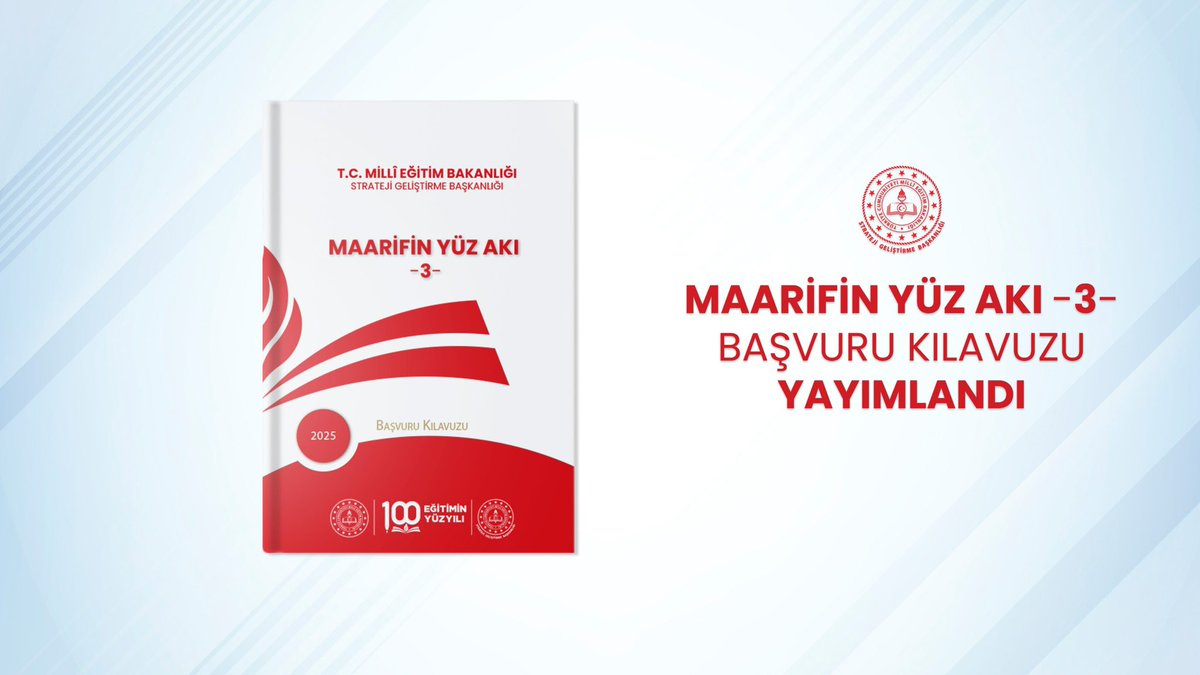Başkanlığımız koordinasyonunda hazırlanan Maarifin Yüz Akı dergisinin üçüncü sayısının teması "Türkiye Yüzyılı Maarif Modeli Örnek ve İyi Uygulamalar" olarak belirlenerek başvuru kılavuzu yayımlanmıştır. Detaylar için ⬇️ 

🔗 meb.ai/AhaIDo 

<a href="/Yusuf__Tekin/">Yusuf Tekin</a> 
<a href="/ercanturk28/">Ercan TÜRK</a>