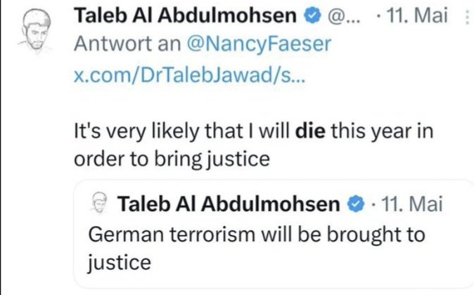 neythomas's tweet image. Der Terrorfahrer von #Magdeburg schreibt seine Pläne direkt an Innenministerin @NancyFaeser. Und was macht die? Zusätzliche Überwachungsbefugnisse fordern. 🤦🏼‍♂️