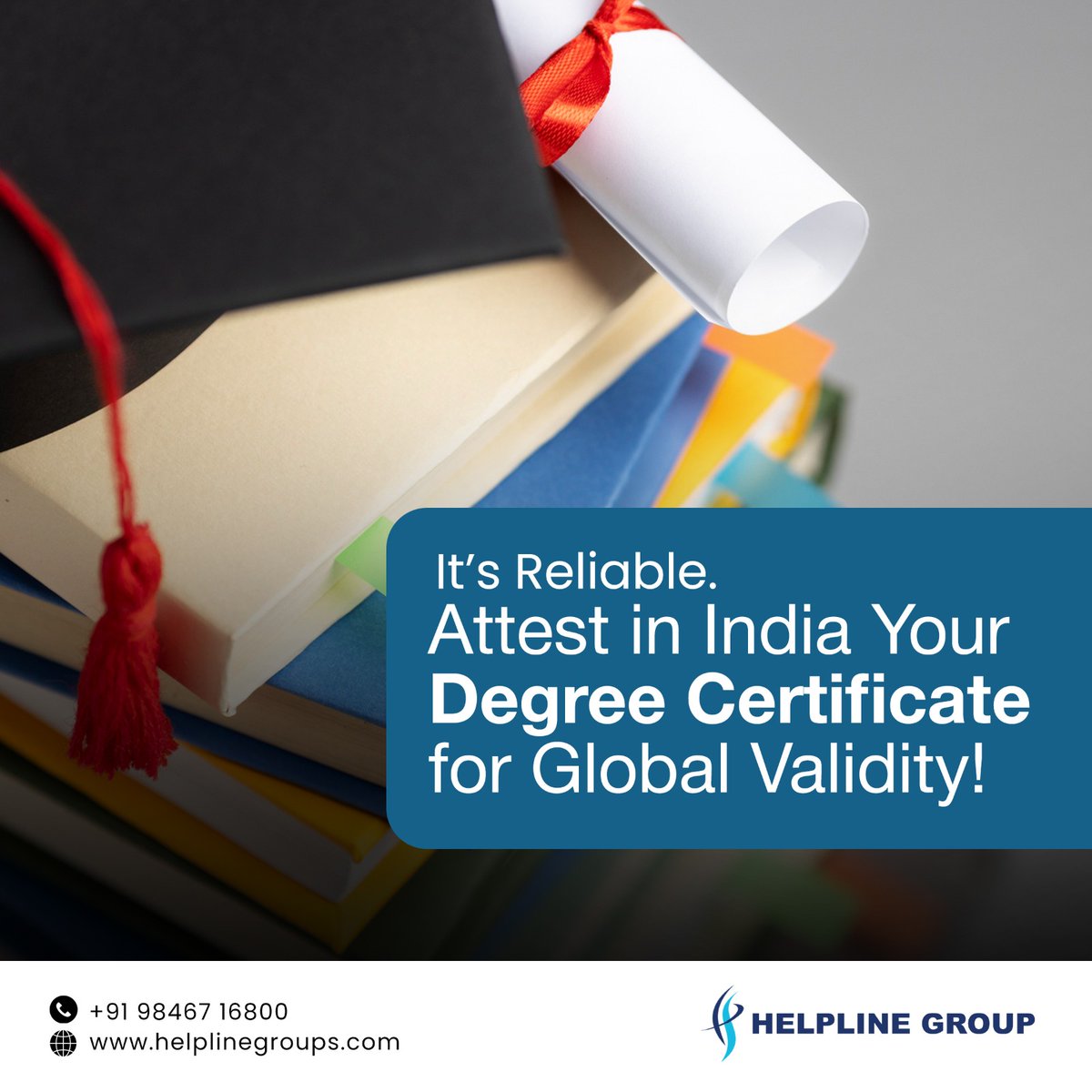 helpline_group's tweet image. Attestations of your degree certificates in India have been made easier for global validity. With Helpline Group, you’re not left alone in the process of getting your degree certificates attested in India.

#DegreeCertificateAttestation #CertificateValidation