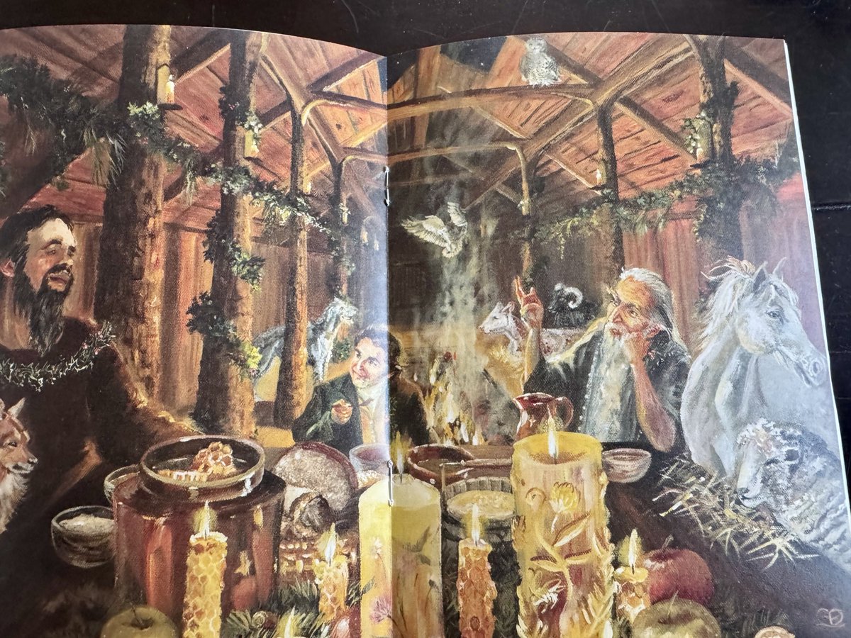 Gandalf and Bilbo at Beorn’s home in this months Mallorn.

The Hall lay near the Carrock, east of the Great River of Wilderland, just west of Mirkwood.