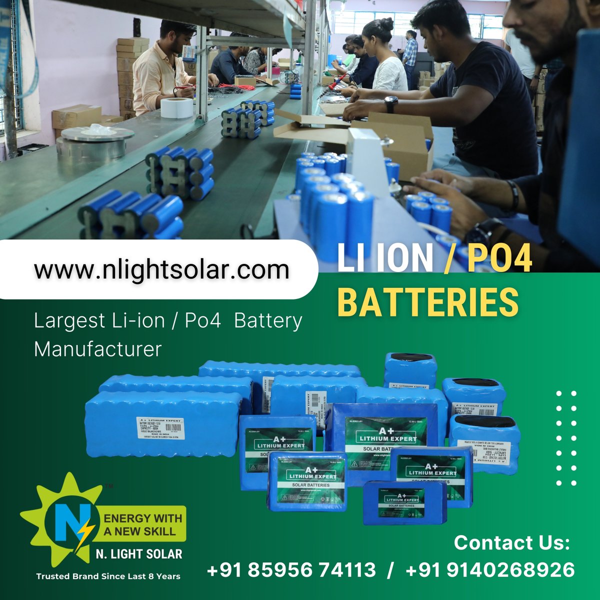 Nlight_Solar's tweet photo. N.Light Solar 🌟
Po4 Battery &amp; Lithium Battery 💡
https://t.co/kTuxYpssgO
☎Contact us: +91 98996 62379 | +91 91402 68926
Website: https://t.co/ICbAwOZwsB
#PO4Battery #LithiumBattery #EnergyStorage #RenewableEnergy #SustainablePower #LithiumIon #BatteryTechnology #CleanEnergy https://t.co/e3e98QV6j9