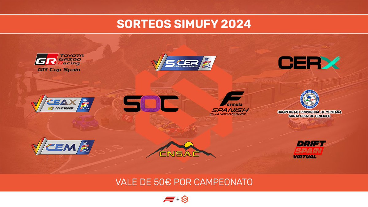 📣SORTEOS <a href="/simufy/">Simufy</a> 2024

Recordamos que por participar en cada campeonato de <a href="/club_simracing/">Club Simracing</a> puedes llevarte un vale de 50€.

¡Terminada la temporada, toca entregar esos vales, mucha suerte a todos!

Información: Canal Discord CSR |General