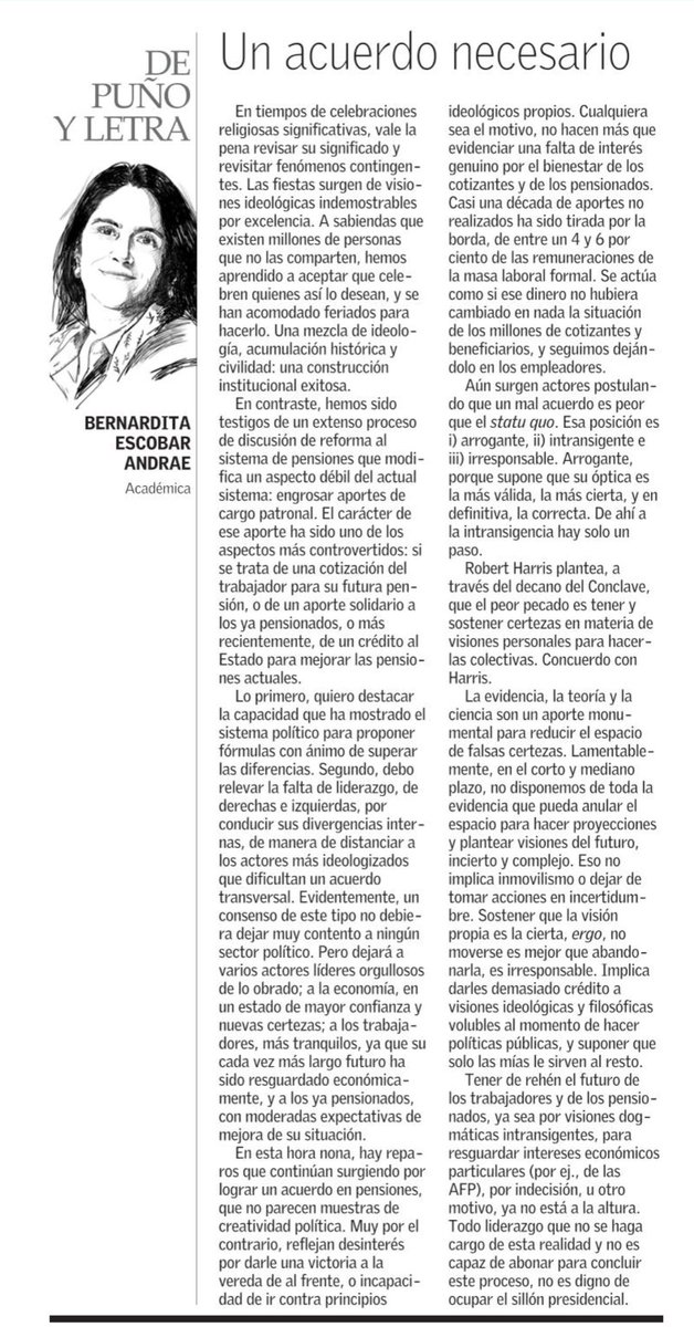 Comparto mi columna de hoy en <a href="/ElMercurio_cl/">elmercurio_cl</a> E&amp;N "Un acuerdo necesario"