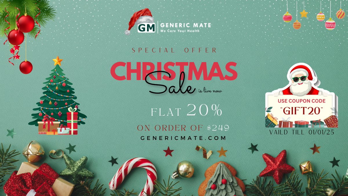 _john25__'s tweet image. It’s the most Wonderful time of the year, Unlock deals Grab up to 😍 20%(Code:-"GIFT20") off on holiday must-haves and make this 🎅🏻Christmas Unforgettable.
Visit: Genericmate.com
#Christmas #HAPPYHOLIDAYS #MerryChristmas #Ivermectin #where #Fenbendazole #HappyNewYear2025