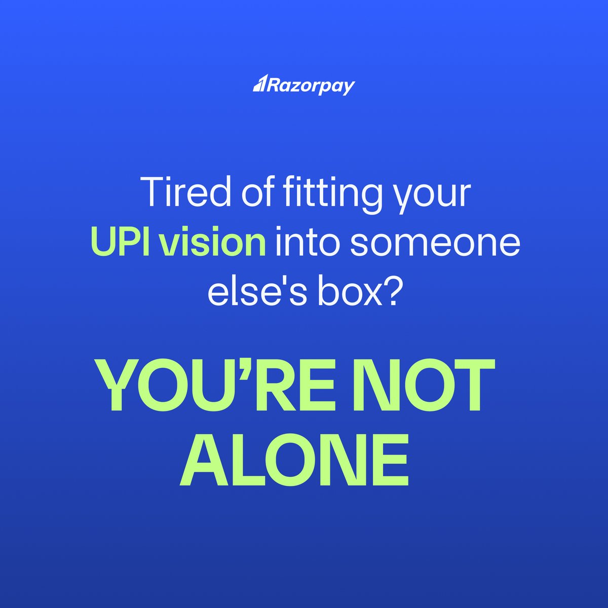 Razorpay's tweet photo. Stand out from the crowd with your custom-built UPI app ⚡
Razorpay TPAP Pro empowers you to build an in-house UPI app and own the entire customer journey.
#Razorpay #UPI #TPAP https://t.co/5PEaPUHclE
