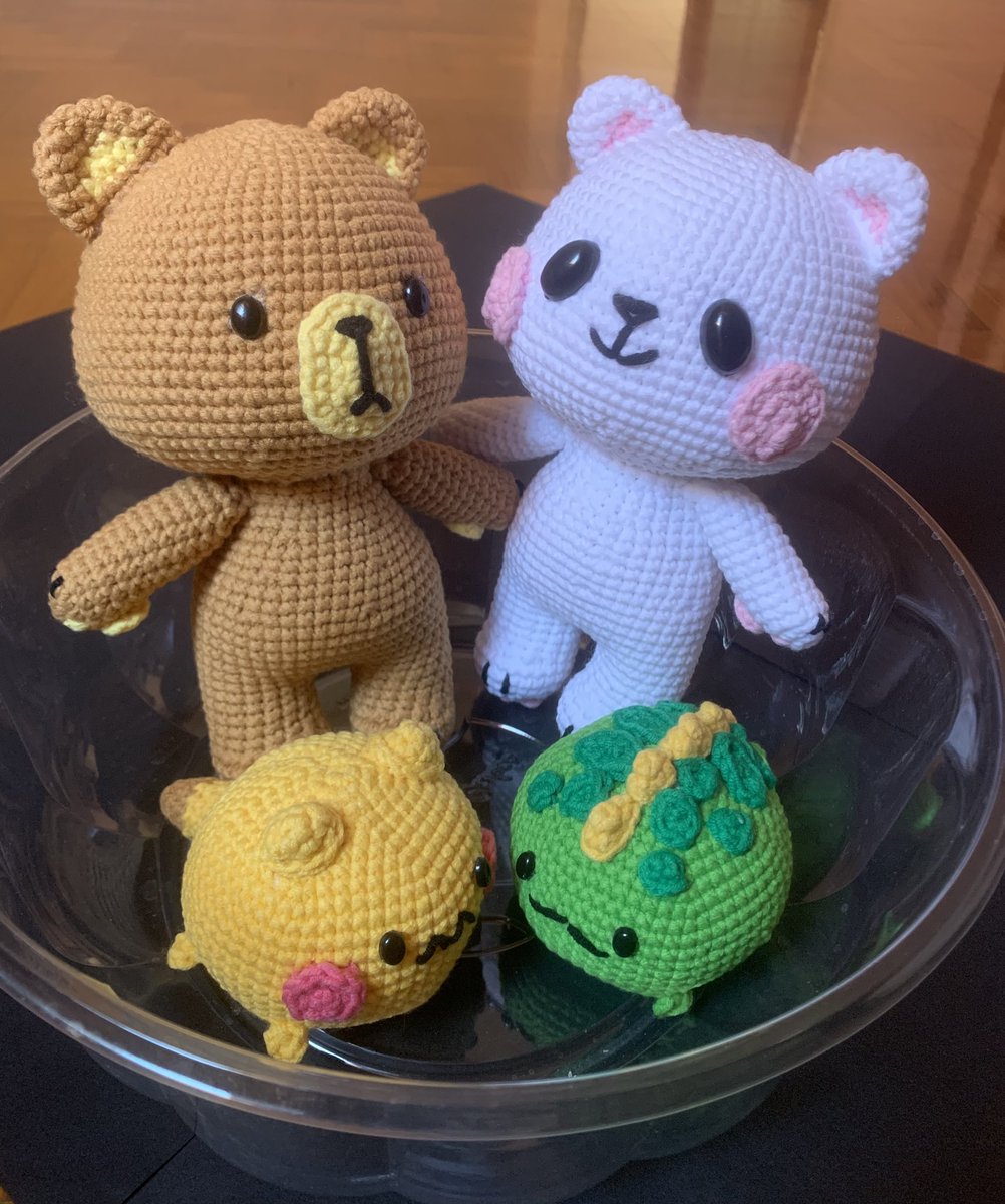 KYAWShwePyi's tweet photo. My creation 
Crochet 🧶 
Milk 🐻‍❄️
Mocha 🐻 
Matcha 🦖
Mustard 🐸

@milkmochabear 
@milkmochabearjp 
@milkmochashop https://t.co/VrWBFdcWCV