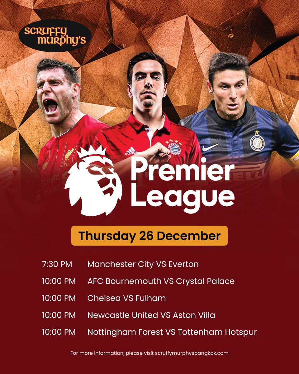 Bring your mates, grab a pint, and enjoy an action-packed evening this Thursday 26 December! We'll be showing all your favourite matches LIVE on the big screen! ⚽