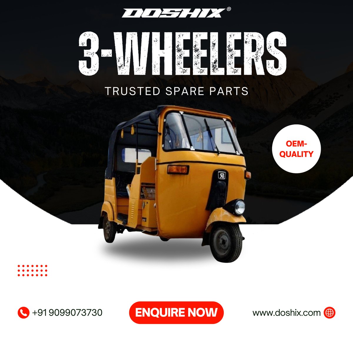 doshixautoparts's tweet image. Buy Trusted 3 Wheeler Spare Parts from Doshix.
Keep your Vehicle well Equipped.

For Orders,
Contact us on info@doshix.com
Visit us on doshix.com

#doshix #automotive #autoparts #spareparts #3wheeler #export #makeinindia