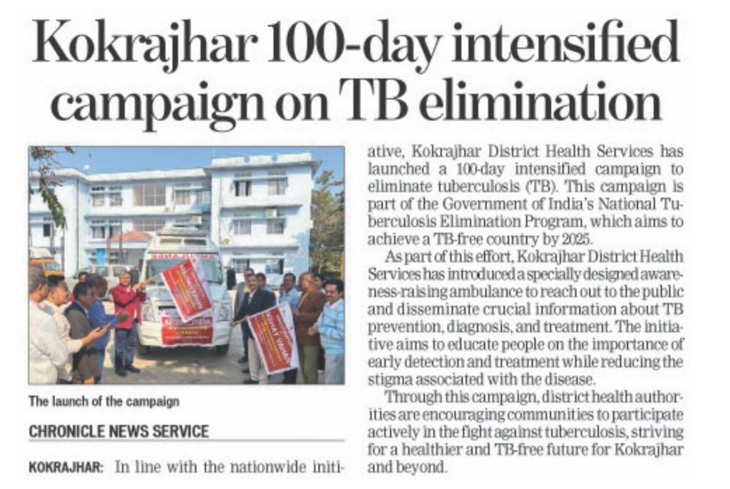 NTEP48152085145's tweet photo. ‘100 Days Intensified Campaign on TB Elimination’ 
Few Media coverage of the activities..
@TbDivision @AssamSto @nhm_assam @dckokrajhar @nhmkokrajhar https://t.co/b8TX3G30U7