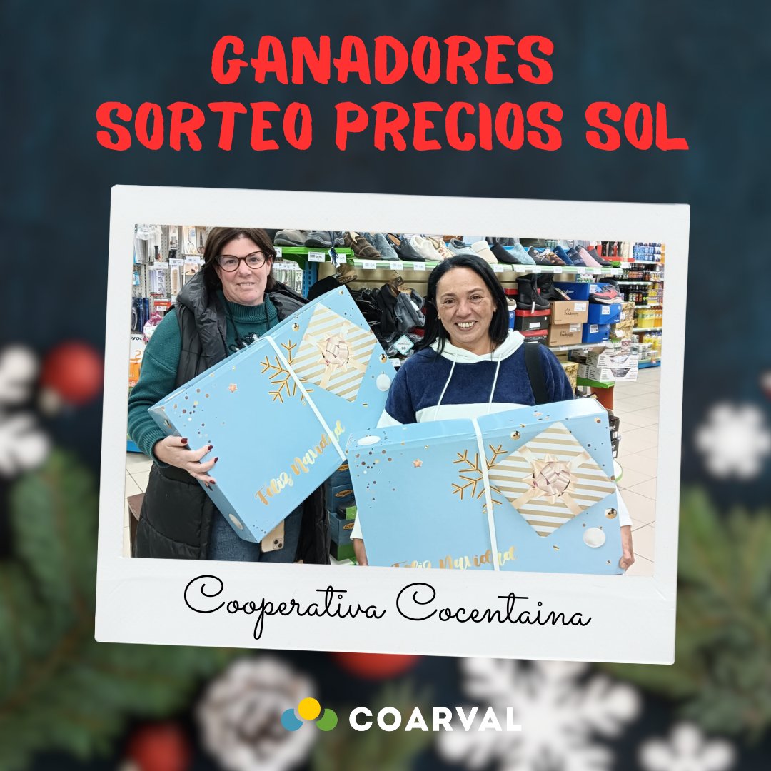 Coarval's tweet photo. 🥰🎄Nuestra más sincera enhorabuena a los afortunados del #Sorteo de #PreciosSol 
¡Es un gusto ver vuestras caras de felicidad! 
#coarval #lotesdenavidad #lotescoarval #cestas #productoscooperativos #jamones #CasaConejos #vino #mistela #queso #jamon #turron https://t.co/FPIq31Ucsl