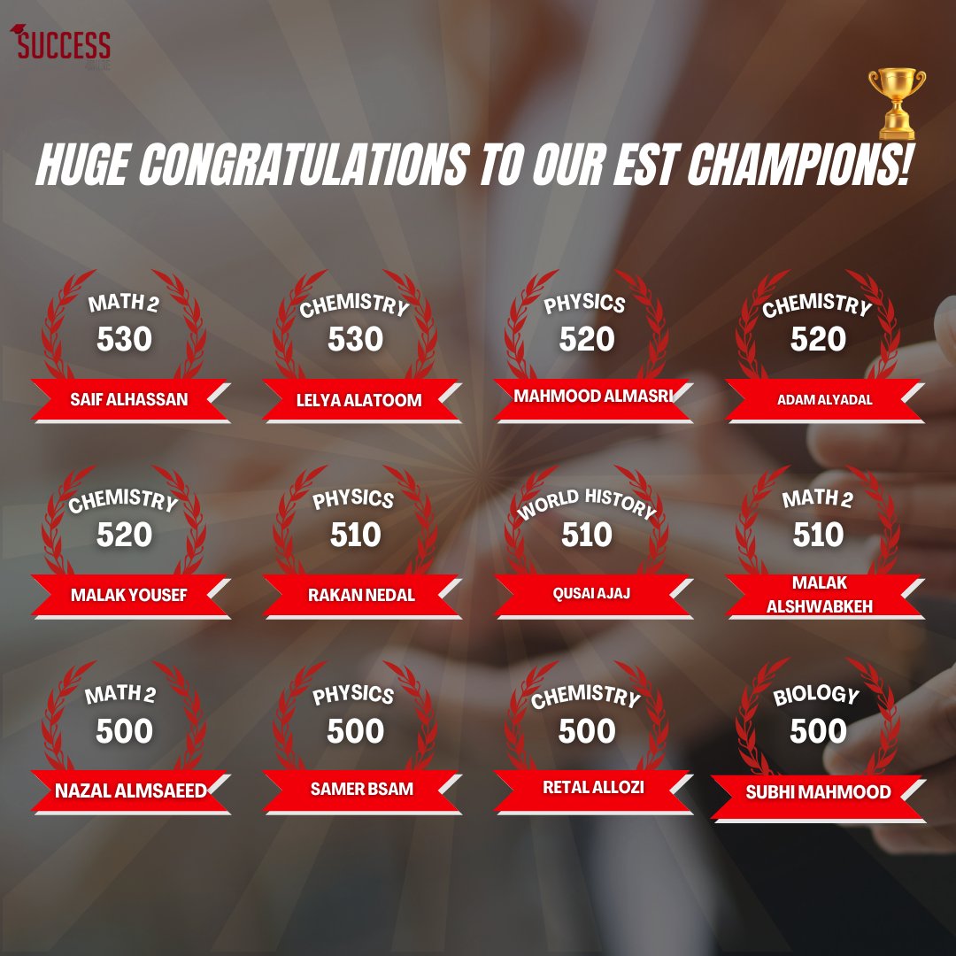 Success4surejo's tweet photo. Congratulations to Our EST Champions! 🏆

We are incredibly proud of our amazing students for their outstanding achievements and dedication! 🌟 Your hard work has paid off, and you’ve set an inspiring example for everyone. Keep reaching for the stars! https://t.co/6VPi098baU