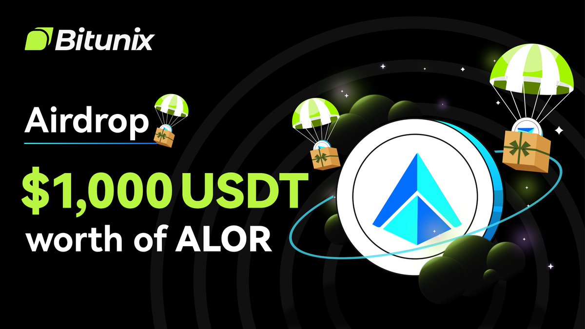 𝗔𝗜𝗥𝗗𝗥𝗢𝗣: 𝟭𝟬𝟬𝟬𝗨𝗦𝗗𝗧 𝘄𝗼𝗿𝘁𝗵 𝗼𝗳 $ALOR 💰

Follow these simple steps to participate! 👇

1️⃣Follow <a href="/BitunixOfficial/">Bitunix</a> &amp; <a href="/TheAlgorix/">The Algorix</a>
2️⃣Join 👉 t.me/bitunixglobal &amp; t.me/thealgorix
3️⃣Like &amp; RT &amp; Tag 3 friends 👥

⏳ UNTIL 31 DECEMBER ONLY – 25 prizes –