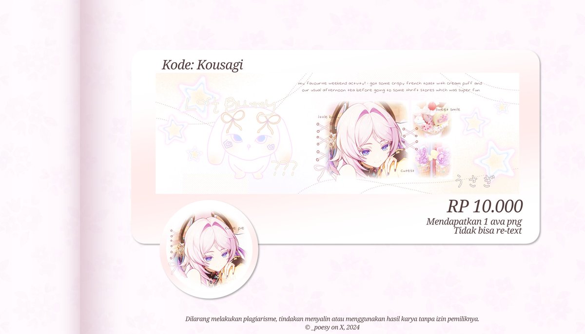 help repost / rt -!! ^^

halo semuanya, aku ada mini rs layout nilou, harumasa, robin, dan citlali 
kalau tertarik bisa langsung dm aku ya, thankchu -♡♡
avail QRIS only 

#zonauang #zonaba