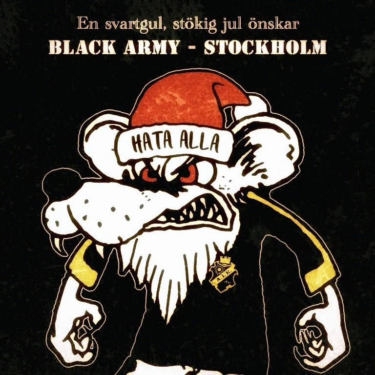 En svartgul, stökig jul önskar Black Army - Stockholm alla Gnagare ⚫🟡