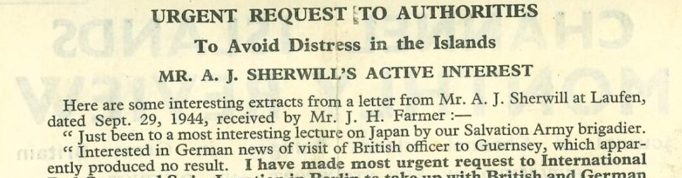 fortress_island's tweet image. Quite remarkable that one week after the failed attempt to persuade the Germans to Surrender the news had reach Ambrose Sherwill in Laufen internment camp! As documented in the December 1944 edition of the Channel Islands Monthly Review!