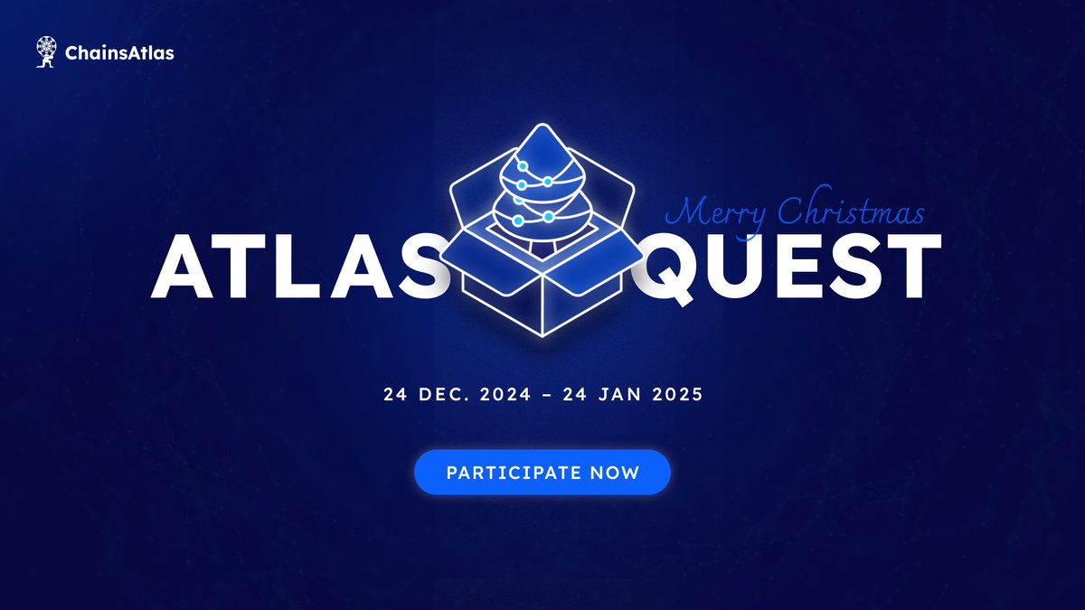 🎄Merry Christmas &amp; Happy Holidays from the ChainsAtlas team!   

Join our Atlas Quest today for a chance to have access to our Devnet and Testnet by: 

 - Follow our social media  
-  Like &amp; repost 
 - Tag friends or invite them to join!  

Start here: gleam.io/S7cuF/atlas-qu…