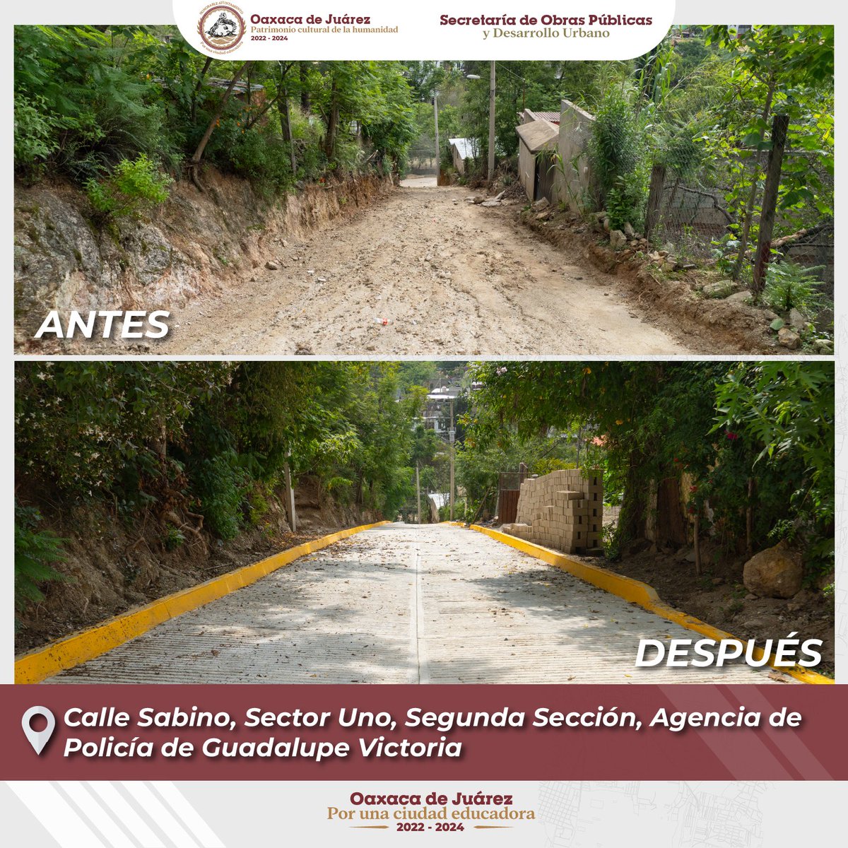 Antes y después 

#Oaxaca 

<a href="/SriaObrasPublic/">Secretaría de Obras Públicas y Desarrollo Urbano</a>