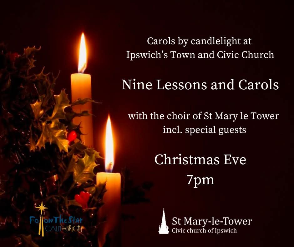 🕯TONIGHT - Carols by Candlelight🕯

🎄 A proper traditional Christmas Carol service with the choir of St Mary le Tower. All are welcome! Join us for the perfect way to spend Christmas Eve. Make sure you arrive early to get a seat. ⛪️

Please share! #Ipswich

❤️🙏🎄
