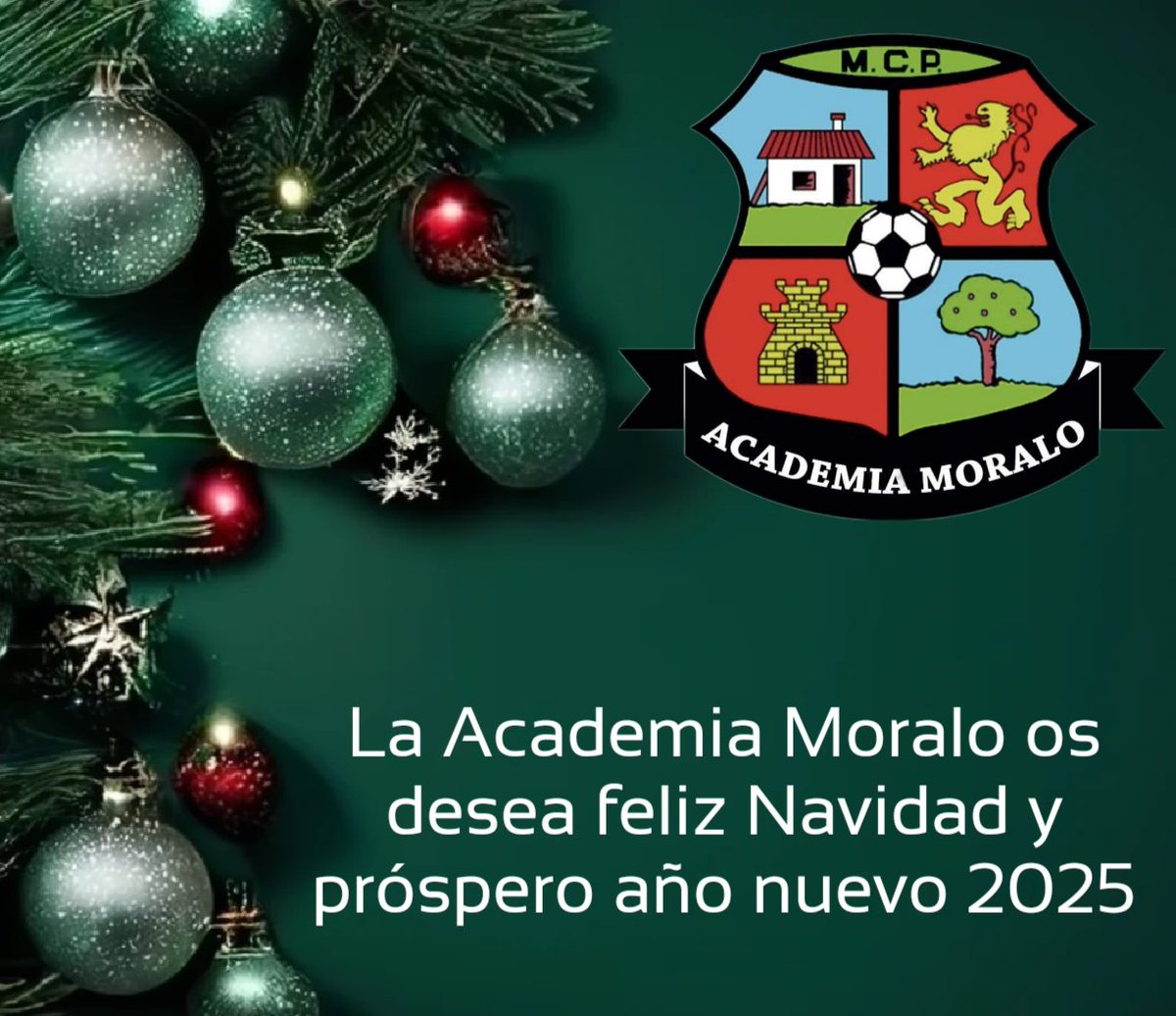 Ya llegó la Navidad!!!! disfrutar de ella rodeados de familiares y amigos con mucha felicidad!!!

Que en estos días tan entrañables tu sonrisa sea el mejor de los regalos!!

Desde la Academia Moralo os deseamos Feliz Navidad y próspero año nuevo 2025!!
Hala Academia Moralo!!!
