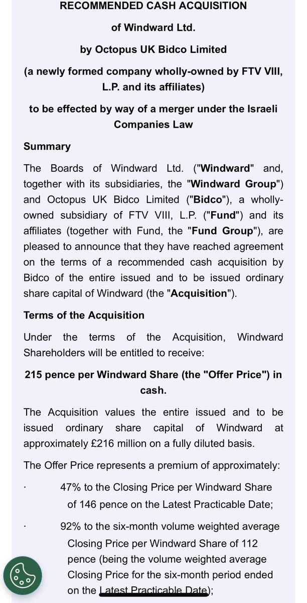 sweetstocksblog's tweet image. Kudos to Jeremy @in_mavericks whose well-timed episode on Windward #WNWD gave everyone a chance to buy before today's generous cash bid

👏