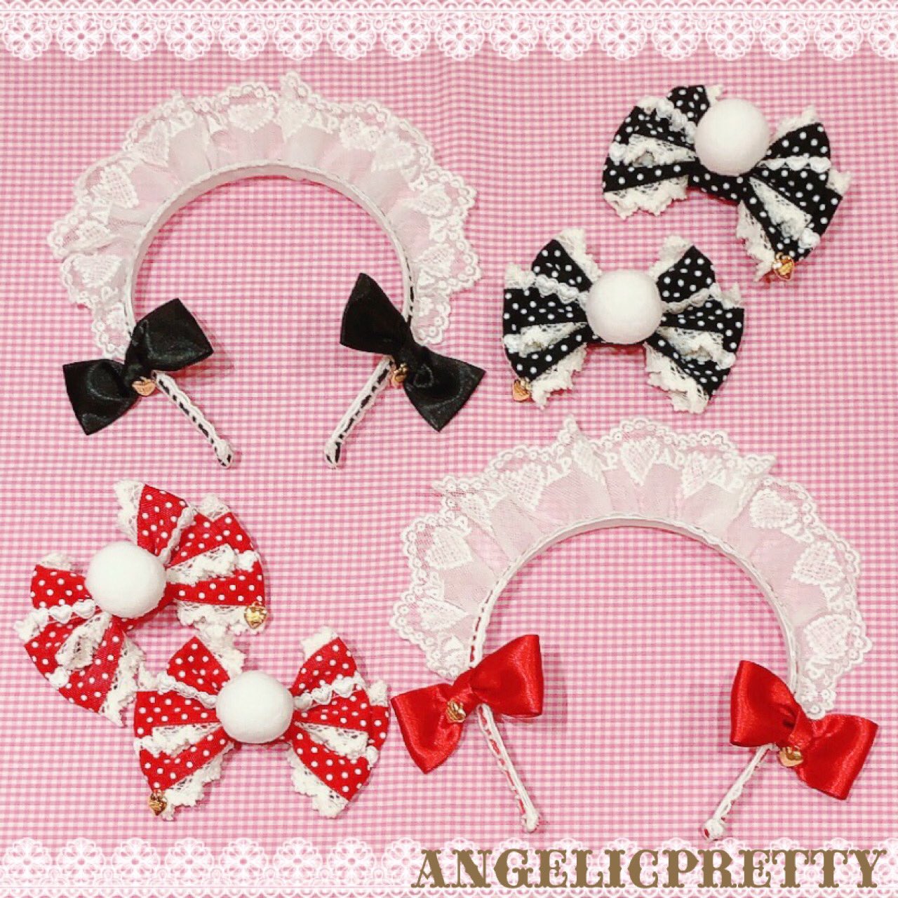 Angelic Pretty カラフルHeartリボンクリップSet クロ Colorful Heart Ribbon Clip Set by Angelic Pretty