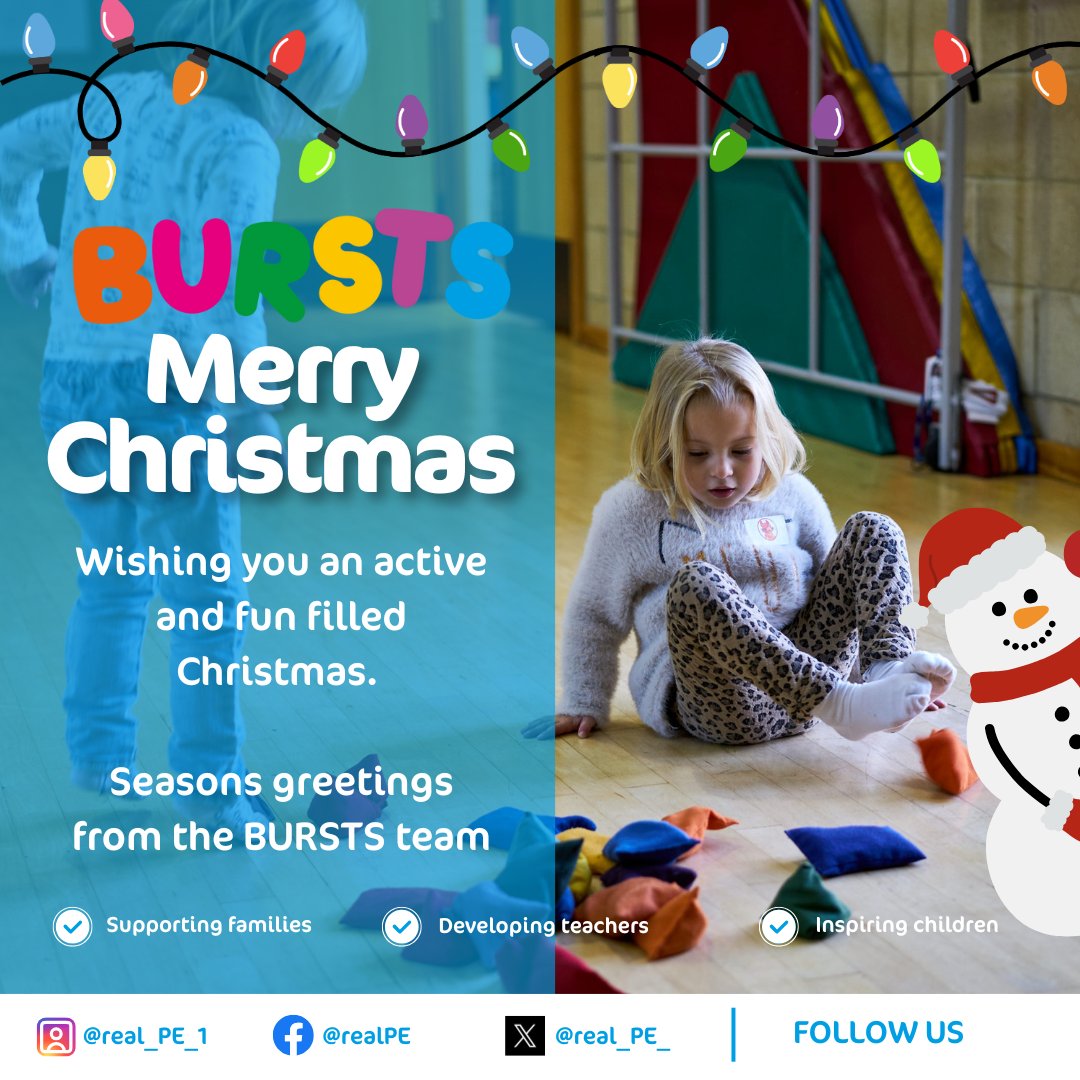 🎄🏃 Merry Christmas to all our BURSTS families!

 Keep the festive spirit alive with some quick and fun holiday bursts of activity. 

Stay active and enjoy the season! 🎅🎁 

#BURSTSapp #ChristmasJoy #PEPrimary #PrimaryTeacher