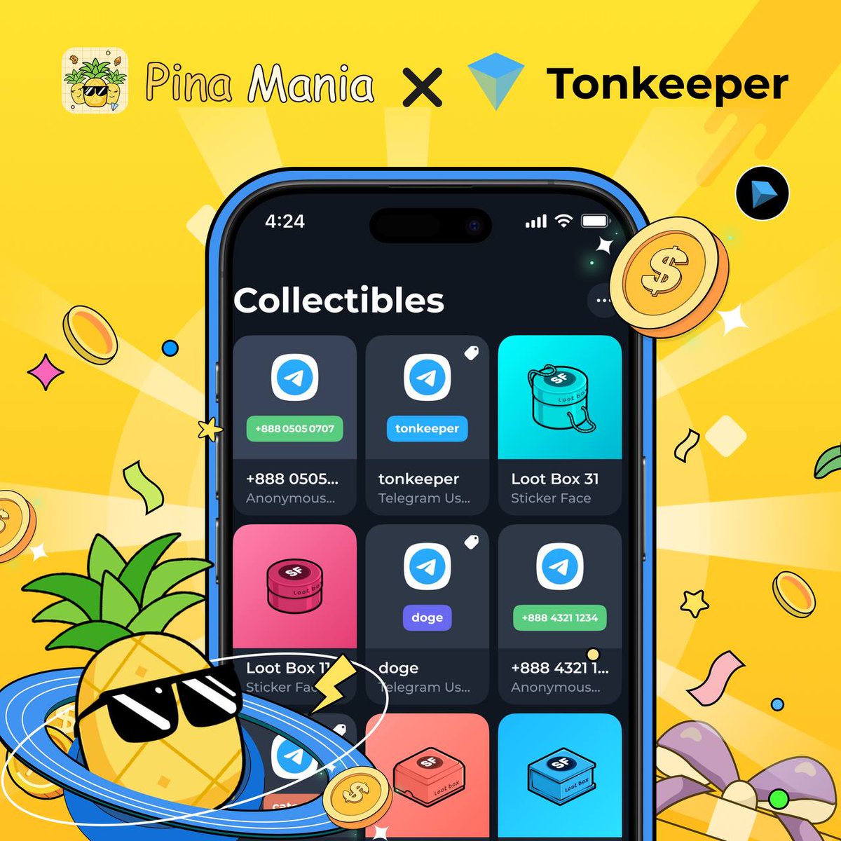 🍍 Tonkeeper x Pina Mania Party 🌟

Hey, Pina Lovers!

Pina Mania is now part of the <a href="/tonkeeper/">Tonkeeper</a> ecosystem, and things are about to get juicier than ever! This partnership is your golden ticket to an even more thrilling and rewarding Pina Mania adventure.

Ready to level up your
