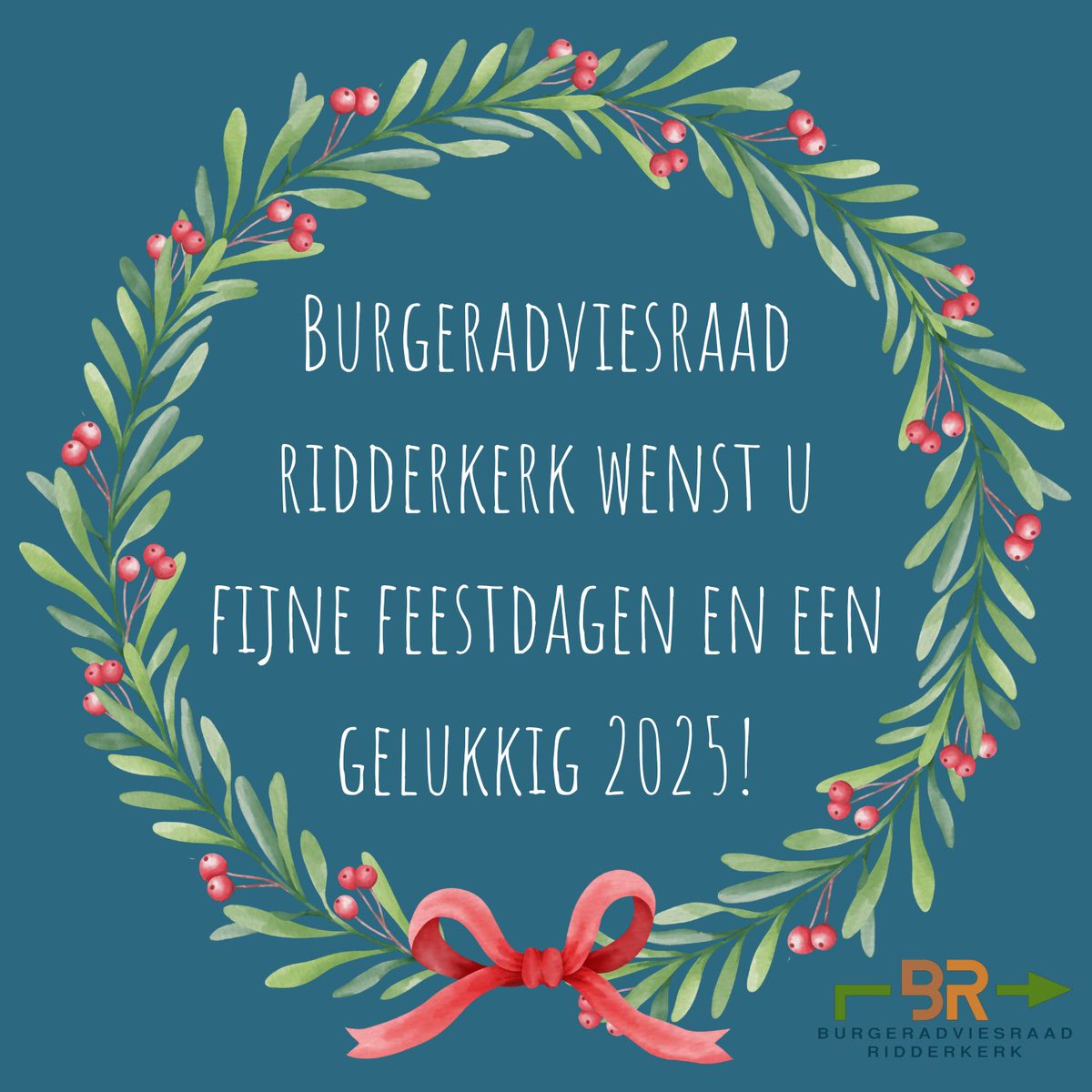 BARidderkerk's tweet photo. De Burgeradviesraad Ridderkerk wenst u fijne feestdagen en een gelukkig 2025! https://t.co/Qtcqskxl96
