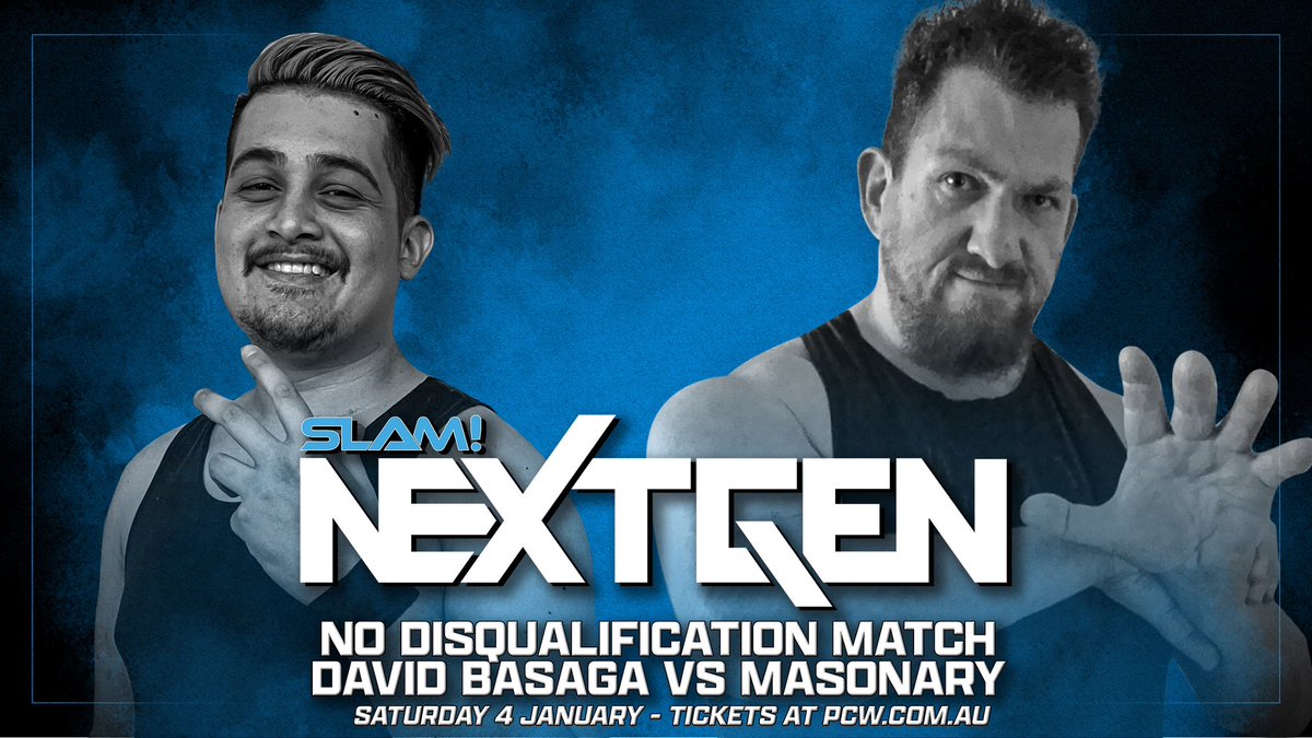 PCW Slam Commissioner David Basaga is in for the fight of his life when he takes on former PCW Slam Champion Masonary in a No Disqualification match at Next Gen!

Tickets available at PCW.com.au