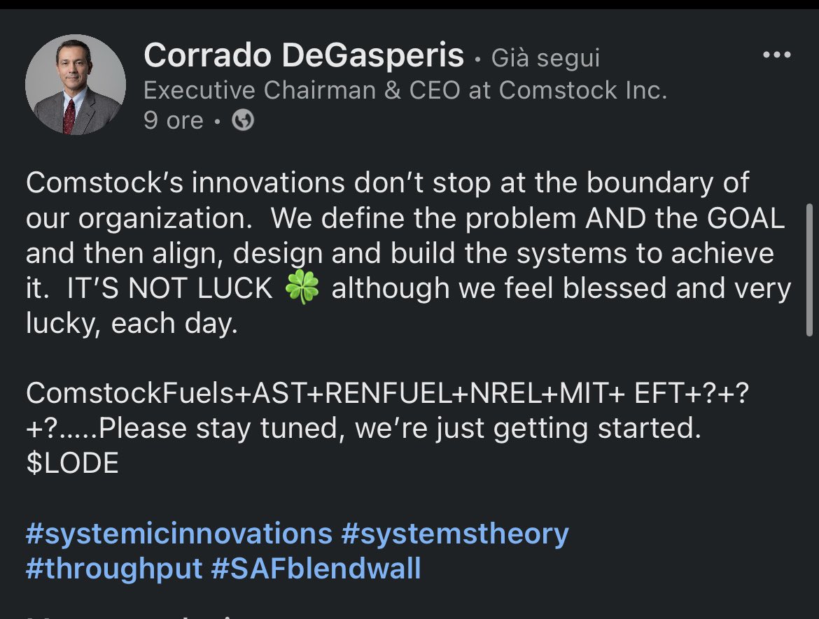 alessandrobanca's tweet image. ComstockFuels+AST+RENFUEL+NREL+MIT+ EFT+?+?+?…..Please stay tuned, we’re just getting started.  $LODE

#FutureInProgress #FutureIsNow #FutureLeaders