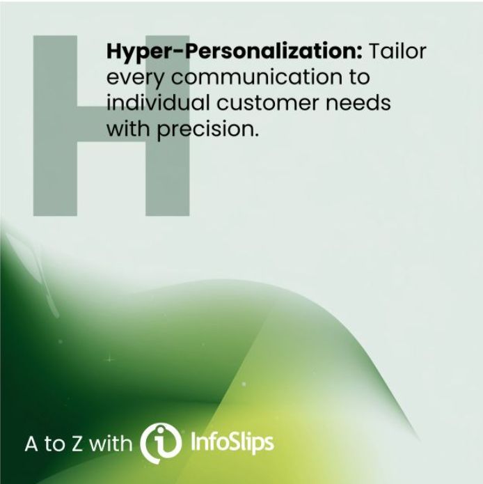 InfoSlips's tweet image. Hyper-Personalization: Craft each communication to resonate deeply with every customer&apos;s unique preferences and needs, ensuring a precise and impactful connection that drives engagement and loyalty.​ #DocumentsReinvented
