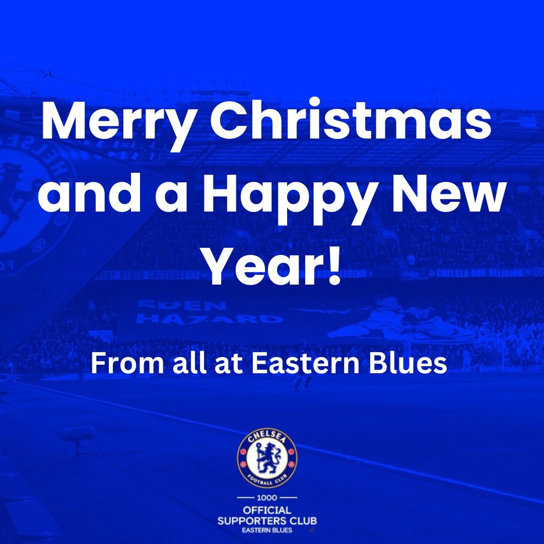 Merry Christmas to all our members and Chelsea fans around the world. From all of us at Eastern Blues, we hope you have a Merry Christmas and a safe &amp; happy New Year 💙